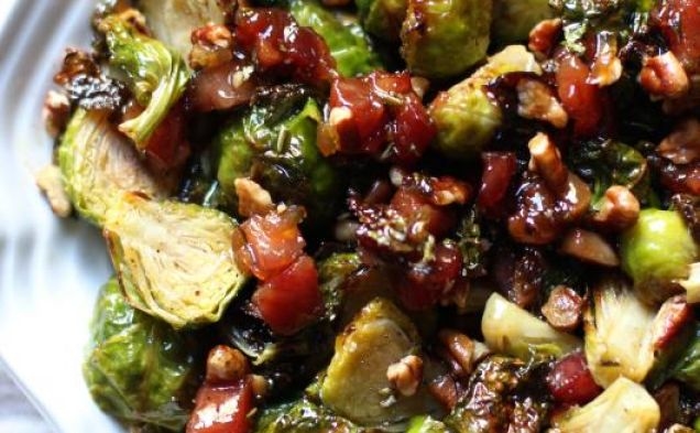 Roasted Brussels Sprouts with glazed pancetta and pecanshealthy recipe
