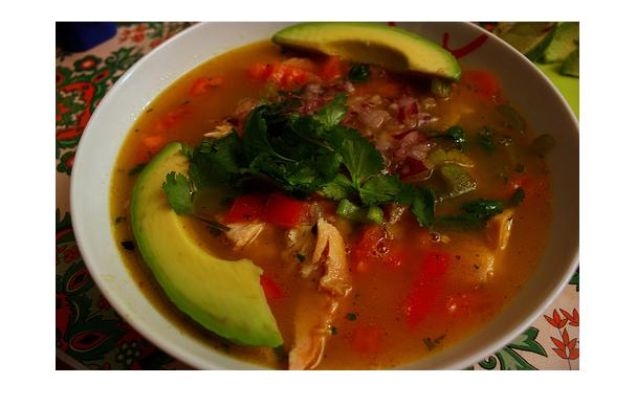 Avocado, Corn, Tomato and Tortilla Souphealthy recipe