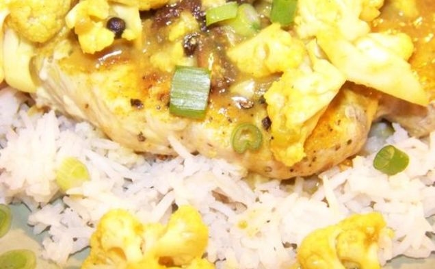 Curried Pork Chops and Cauliflower With Basmati Ricehealthy recipe