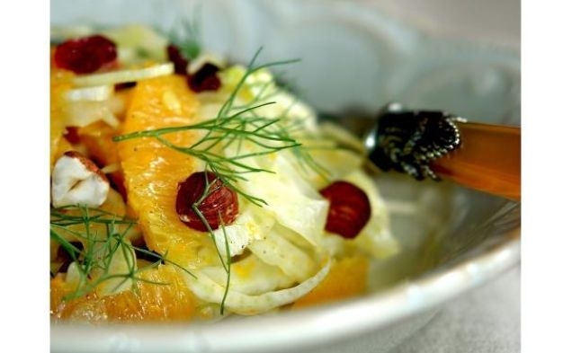 Fennel and Orange Salad With Toasted Hazelnuts and Cranberrieshealthy recipe