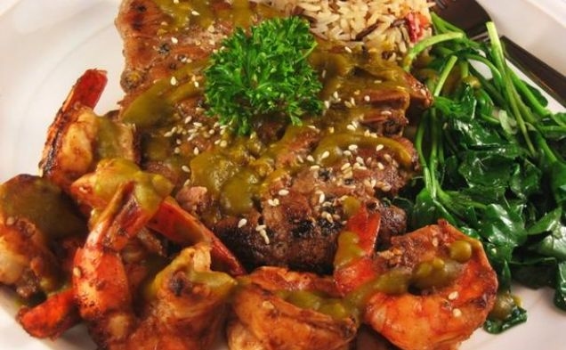 Grilled Tuna and Shrimp With Mint Pumpkin Saucehealthy recipe