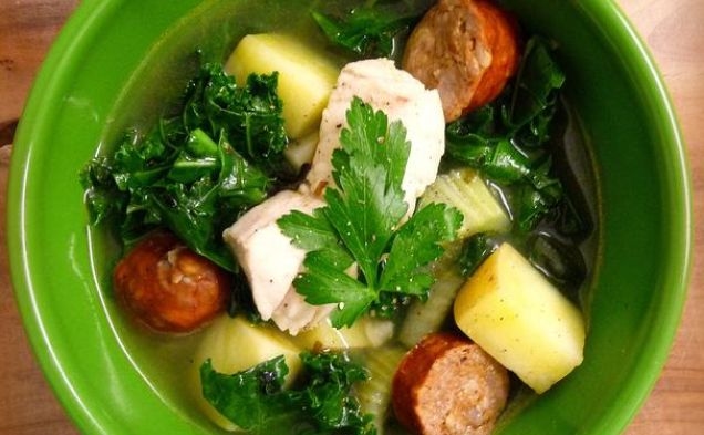 Spicy Halibut Stew With Chorizo and Kalehealthy recipe