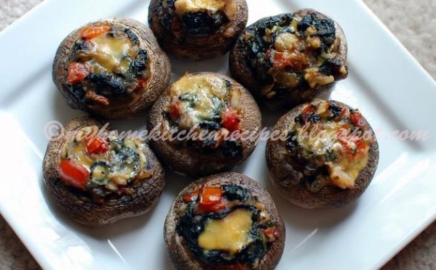 Spinach N Walnut Stuffed Mushroomshealthy recipe