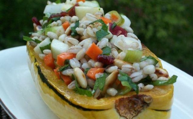 Stuffed Delicata Squash With Barley Saladhealthy recipe