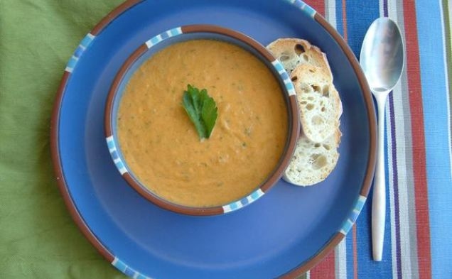 Sweet Pepper and Heirloom Tomato Gazpachohealthy recipe