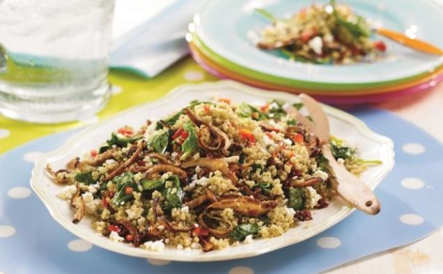 Warm Quinoa Spinach and Shiitake Saladhealthy recipe