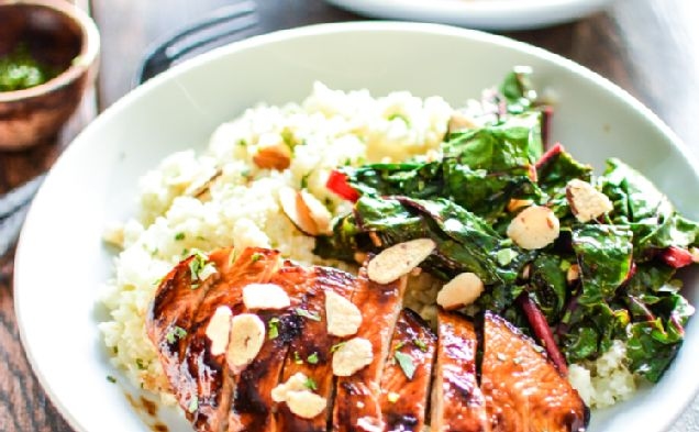 Barbecue Chicken Cauliflower Couscous Bowlshealthy recipe