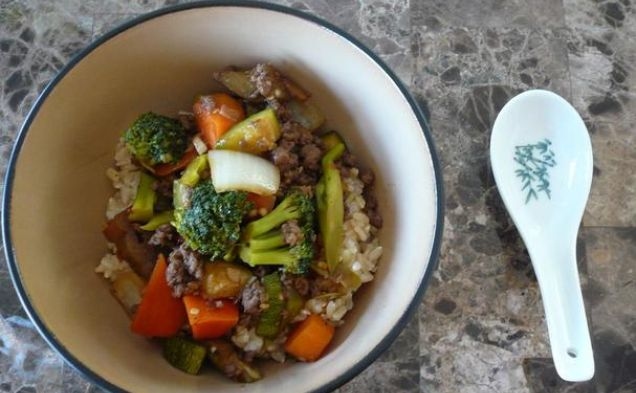 Asian Vegetable Stir Fry With Ground Beefhealthy recipe