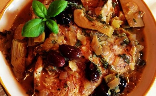 Braised Chicken with Artichoke Hearts & Oliveshealthy recipe