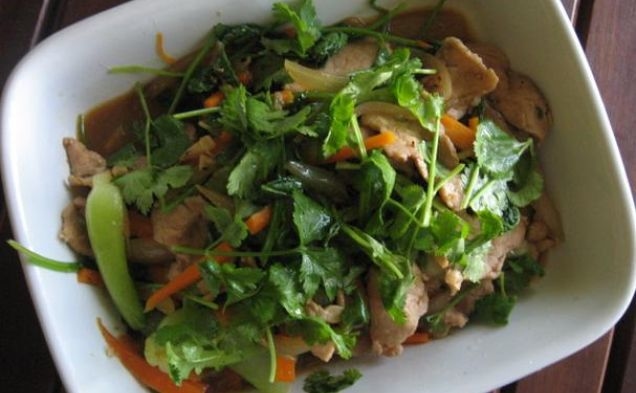 Coriander Pork With Baby Bok Choyhealthy recipe