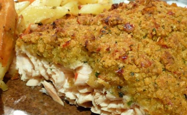 Crispy Panko and Herb Crusted Salmonhealthy recipe