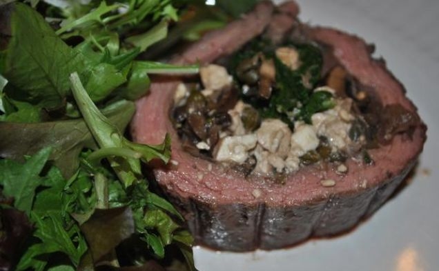 Flank Steak Stuffed With Mushrooms and Feta Cheesehealthy recipe