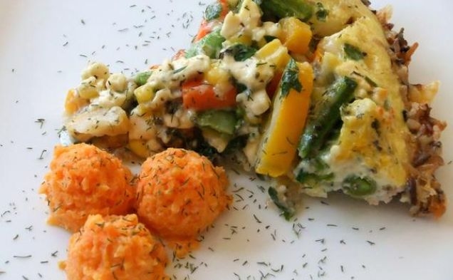Herbed Vegetables In A Feta Quiche With A Wild Rice Crusthealthy recipe
