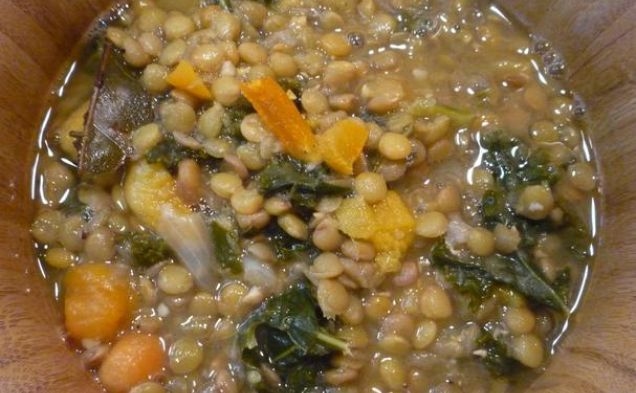 Lentil Apricot Soup With Roasted Kalehealthy recipe