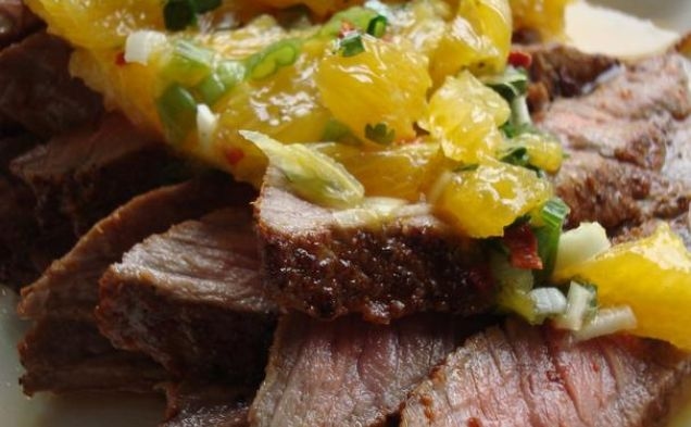 Paprika and Coriander Rubbed Steaks With Orange-Coriander Salsahealthy recipe