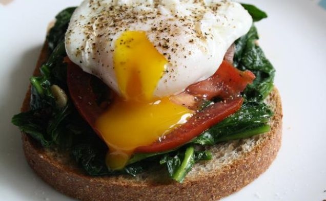 Poached Egg With Spinach and Tomatohealthy recipe