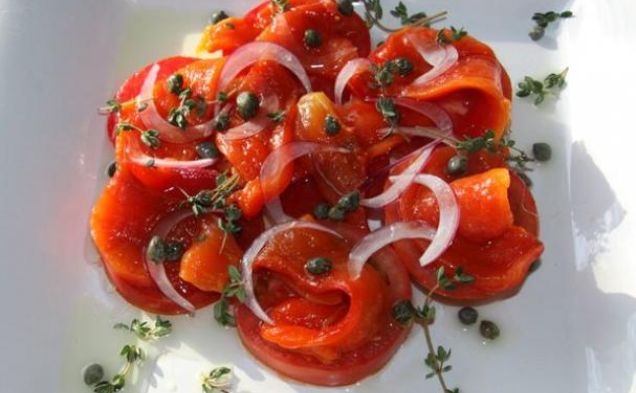 Roasted red peppers and tomatoes saladhealthy recipe