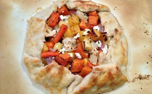 Roasted Root Vegetable Galette with Chèvre and Thymehealthy recipe