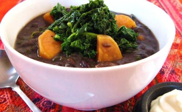 Smoky Black Bean Soup With Sweet Potato & Kalehealthy recipe