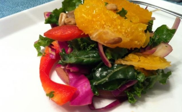 Summer Kale, Orange & Pomegranate Salad with Moscato Dressinghealthy recipe