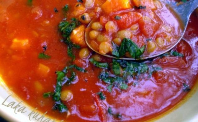 Tomato and lentil souphealthy recipe