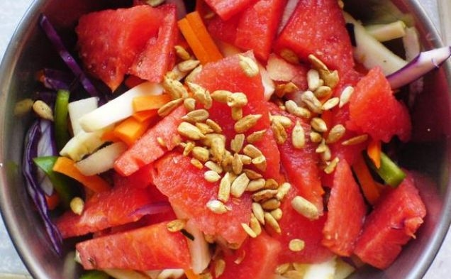 Watermelon, Zucchini, Carrot Saladhealthy recipe