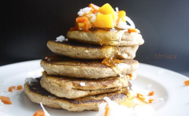 Peach Carrot Coconut Vegan Pancakehealthy recipe