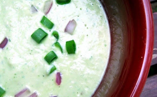 Chilled Cucumber Avocado Soup with Yogurt and Kefirhealthy recipe