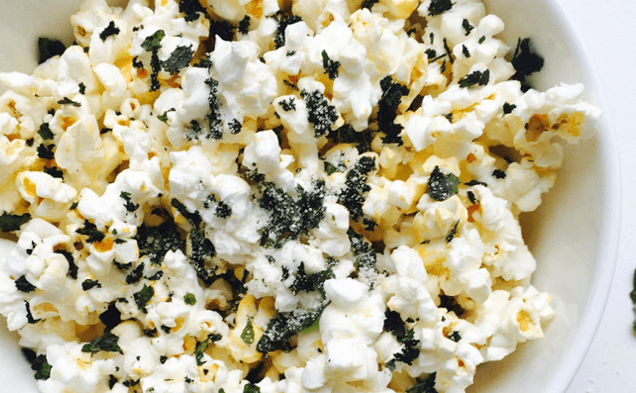 Parmesan Kale Chip Dusted Popcornhealthy recipe